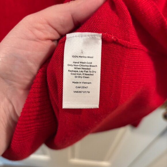 Talbots Women's Red Cowl Neck Pure Merino Wool Sweater ~ Large ~ Holiday - Picture 5 of 6
